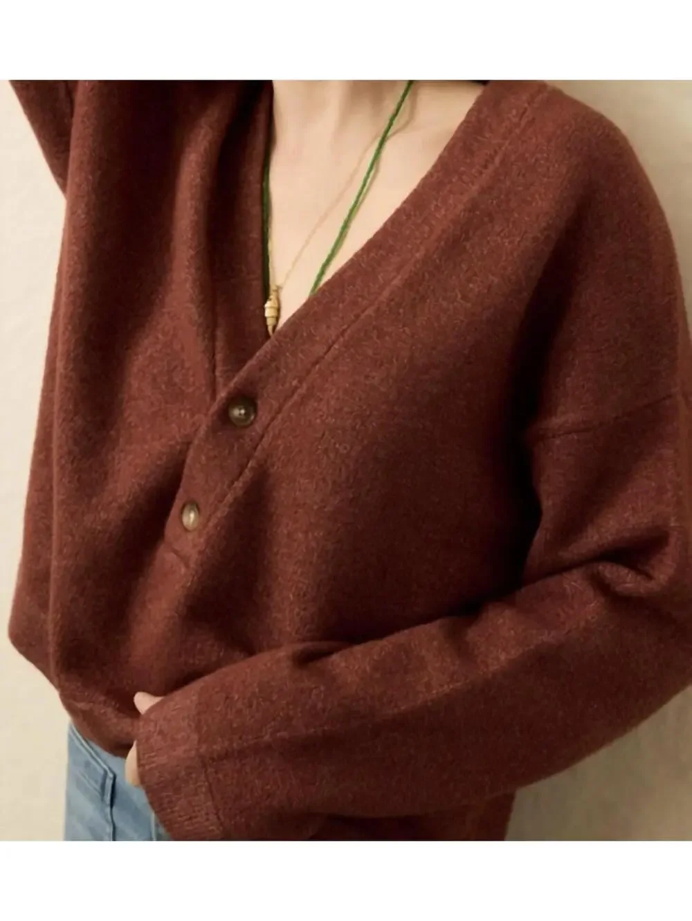 $168 Faherty Jackson V Neck Popover Sweater Smoked Paprika Size Medium - Picture 9 of 12